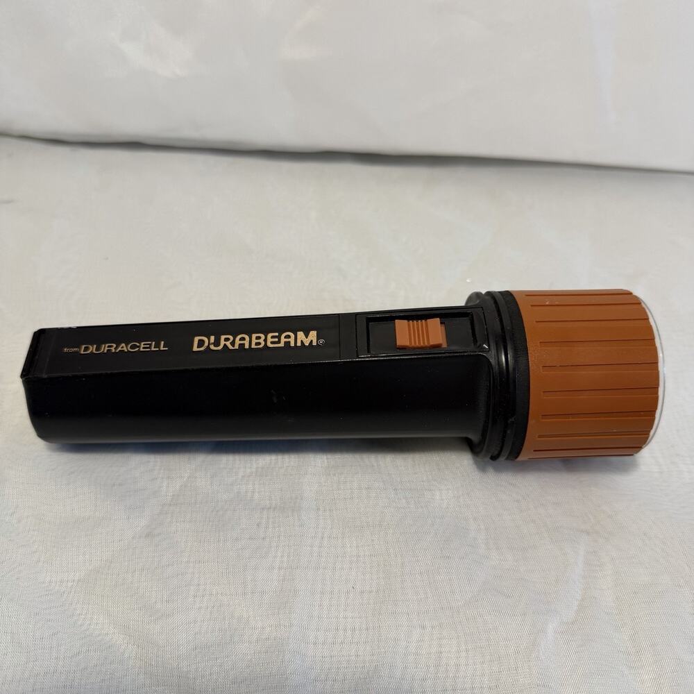 Vintage Duracell Durabeam With Working Bulb Brown Orange 70’s Style Plastic 2x D